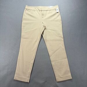 Old Navy Pixie Ankle Pants Womens 12 Tan Rolled Oats Mid Rise Tapered 525427-85